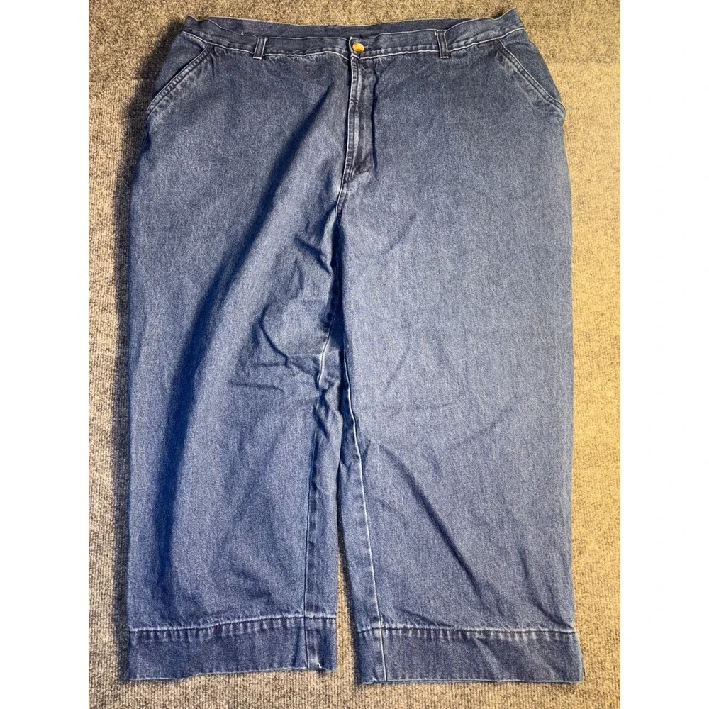 St. John's Bay Cropped Jeans Womens 22W Blue Authentic Relaxed‎ Fit Ankle Slit